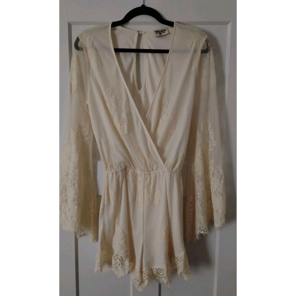 Show Me Your Mumu Romper Short Jumper Cream Lace One Piece Boho Western S NWOT